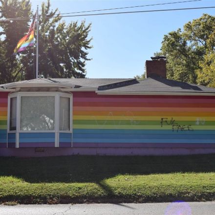 Equality House vandalized with anti-gay graffiti, bullet holes