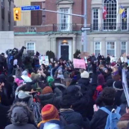 Hundreds Protest at U.S. Consulate in Toronto against Trump's Travel Ban