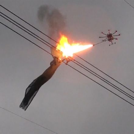 Flame-Throwing Drone Removes Net Entangled in China Power Line