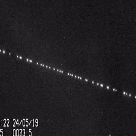 An astronomer in the Netherlands captured stunning video of 60 Starlink satellites zooming across the sky