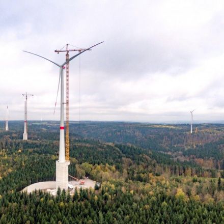 The world’s tallest wind turbines will store power in a huge water battery.