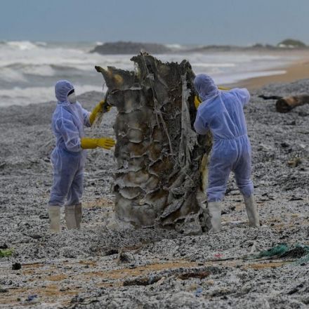 Plastic Waste from Burning Ship Buries Sri Lanka's Coastline