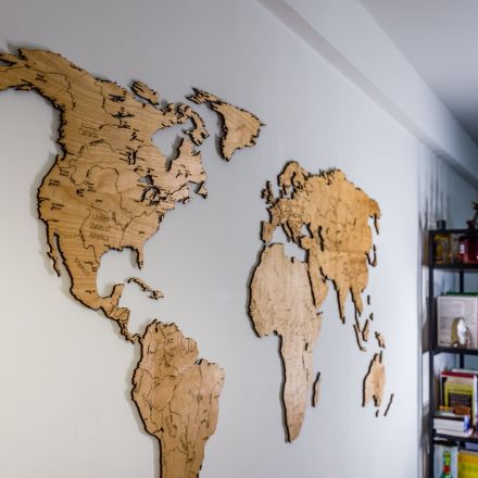 I Made a Large Wood Engraved Map of the World