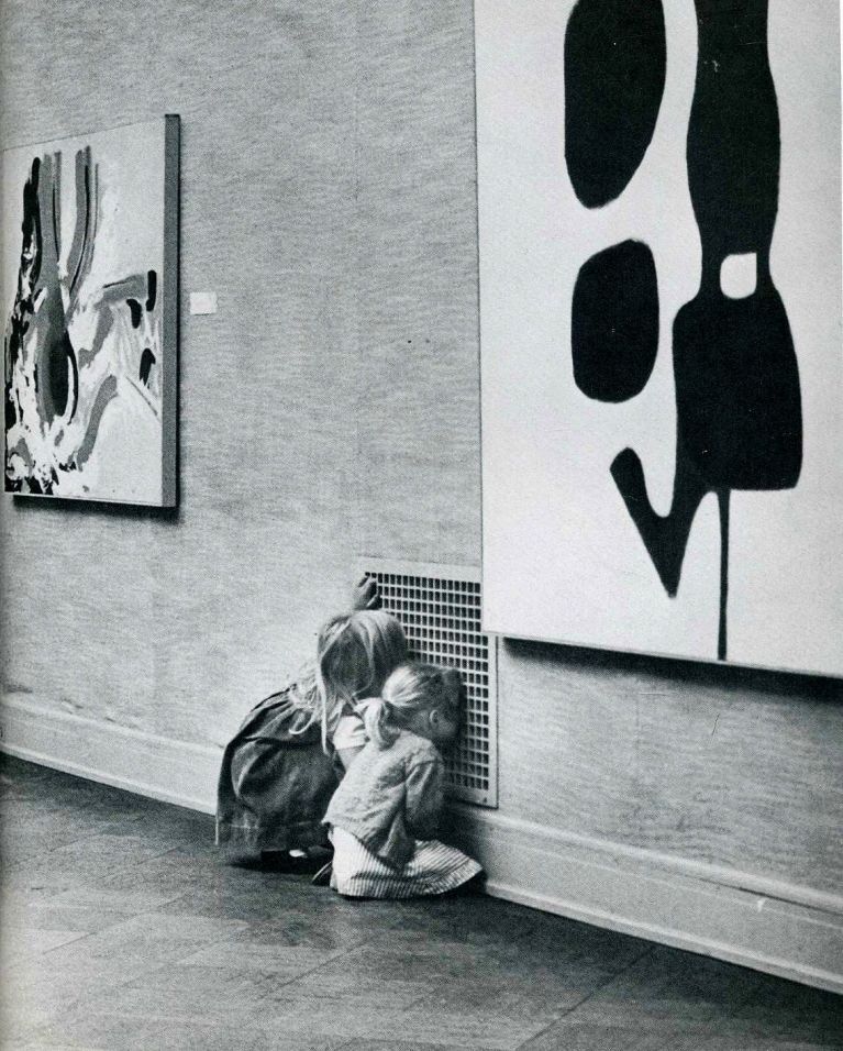 "At the San Francisco museum of art, an abstract gets close scrutiny" Photo via Life Magazine