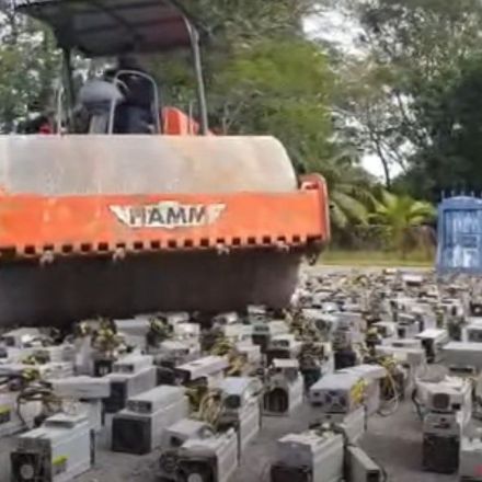 Police Destroy 1,069 Bitcoin Miners With Big Ass Steamroller In Malaysia