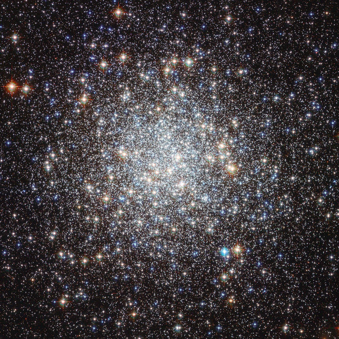 M9 is one of the closest clusters to the Milky Way galactic nucleus. It is approximately 25,800 light years away with 13 variable stars. It is moving away from us through an interstellar dust cloud which causes some dimming. 