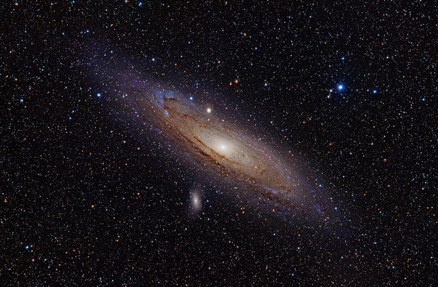 Also in this image:  M32 and 110, NGC 206 and Nu Andromedae<br />
<br />
Image credit: By Adam Evans - M31, the Andromeda Galaxy (now with h-alpha)Uploaded by NotFromUtrecht, CC BY 2.0, https://commons.wikimedia.org/w/index.php?curid=12654493