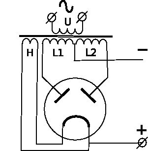 This is a circuit diagram for a rectifier that uses a vacuum tube. It has absolutely nothing to do with how an alternator works, but I'm posting it here because it reminds me of that one scene in A Clockwork Orange. You know the one.