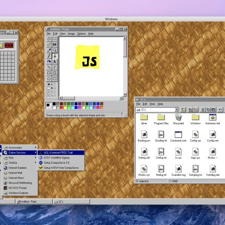 Running Windows 95 in an “app” is a dumb stunt that makes a good point