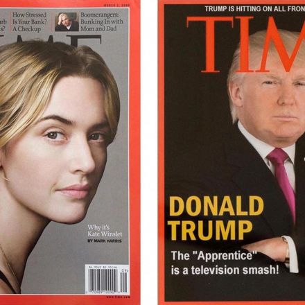 A Time Magazine with Trump on the cover hangs in his golf clubs. It’s fake.