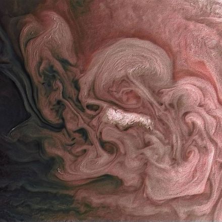 Jupiter Storm Blooms in Rosy Photo by NASA Probe