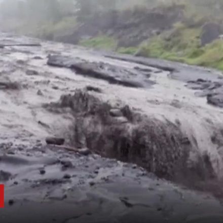 Volcanic Mudflows Sweep away Roads