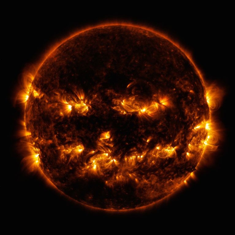 Happy Halloween,the pic is from  Solar Dynamics Observatory.(NASA)