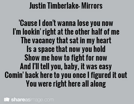 Love Song Lyrics Mirrors By Superstar Justin Timberlake