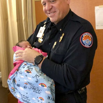 Woman names baby after medic who saved her during wildfire