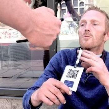 Homeless people wearing barcodes to accept cashless payments