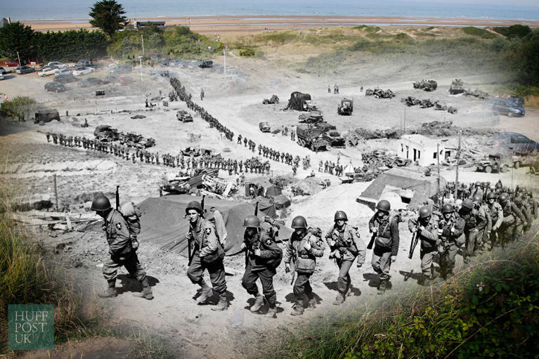 Where US Army reinforcements once marched on June 18, 1944, tourists now tread the same path to the beach near Colleville sur Mer, France.